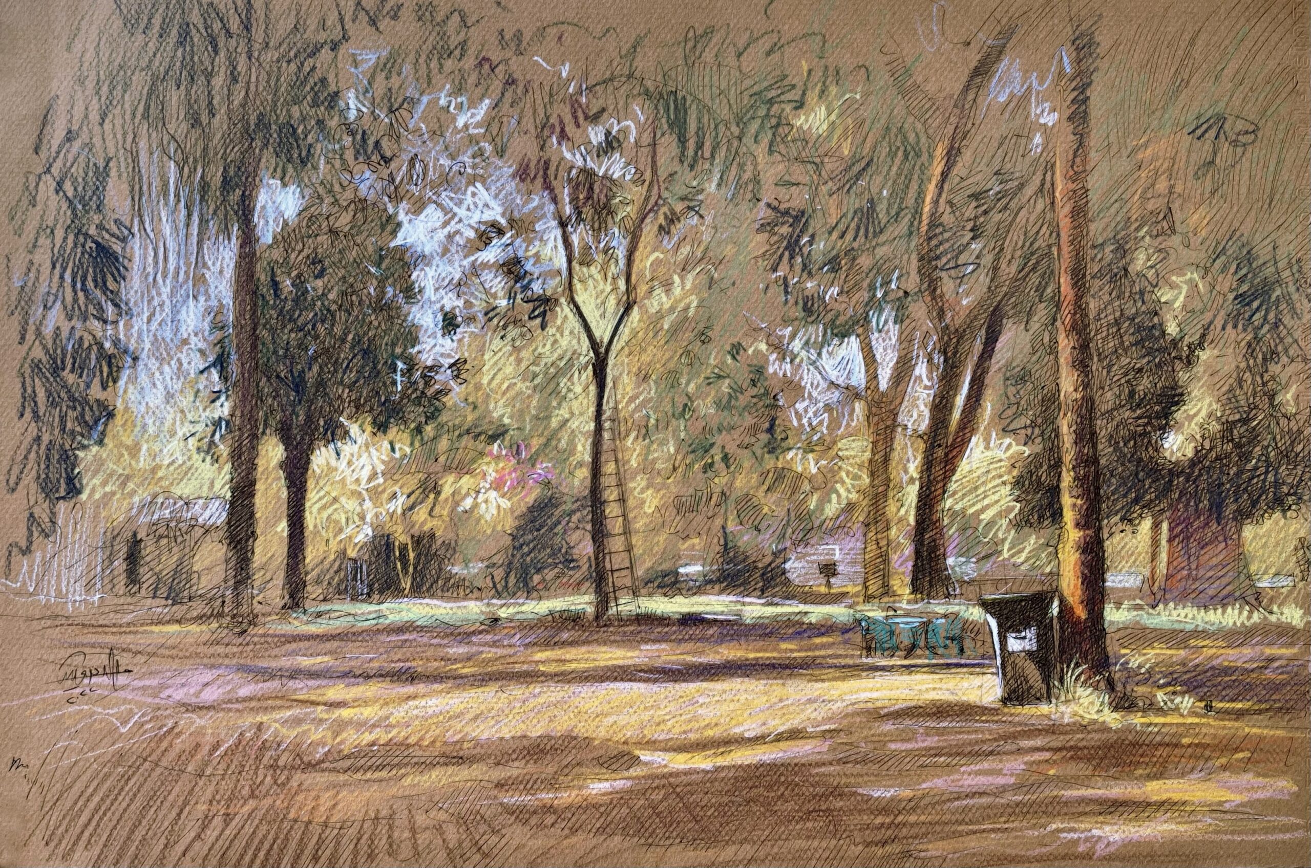 Landscape 1- Sunlit Park with Ladder