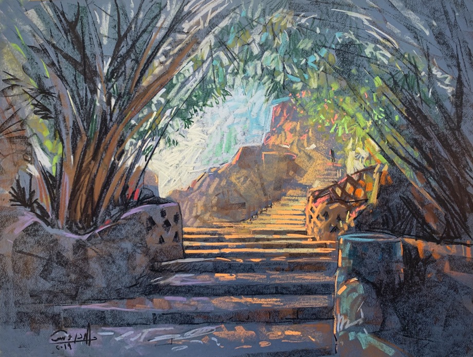 Landscape 12 – Garden Steps Beneath Tree Canopy