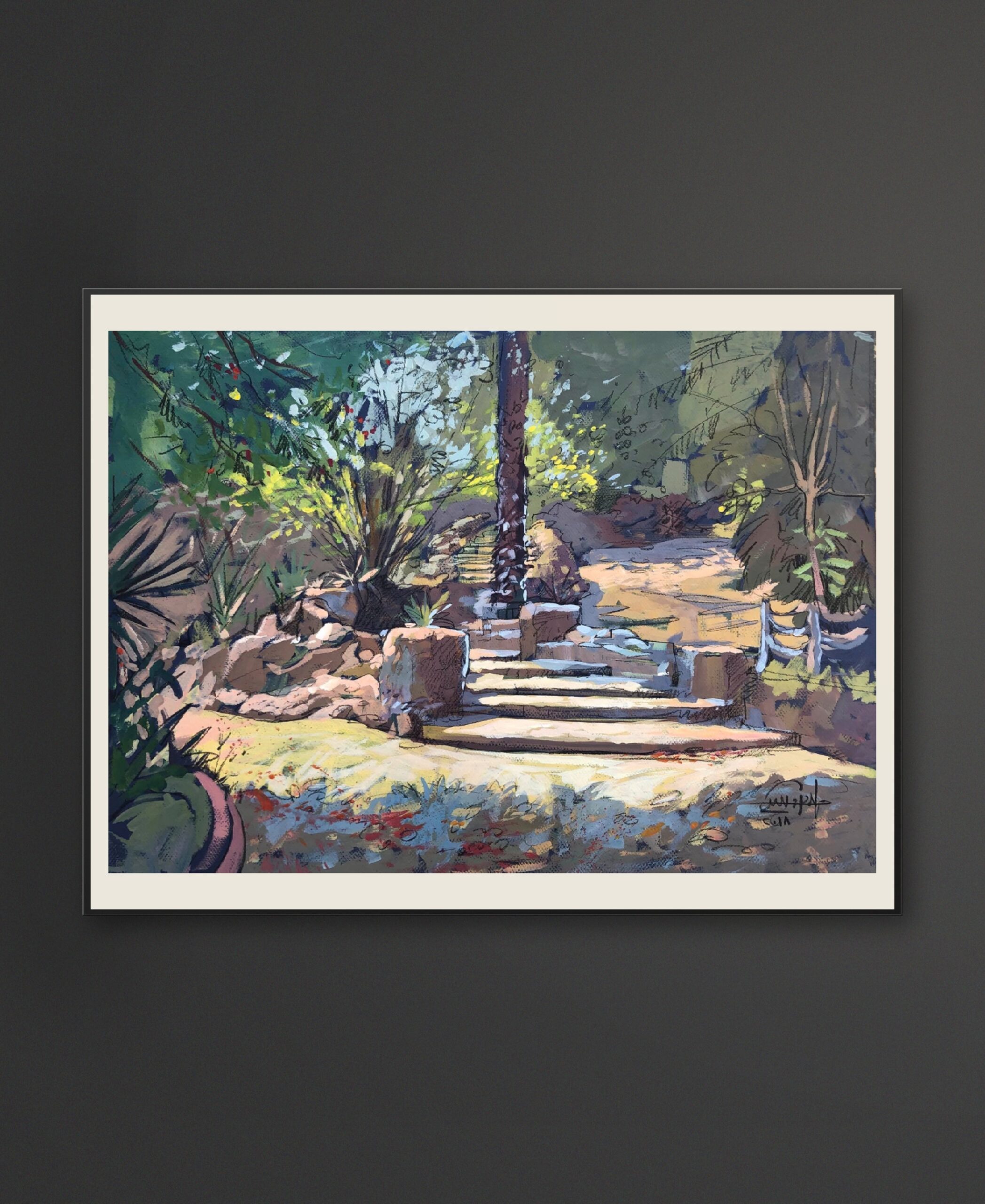 Landscape 13 – Garden Steps with Central Palm