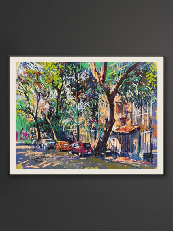 Landscape 21 – Tree-Lined Street with Parked Cars