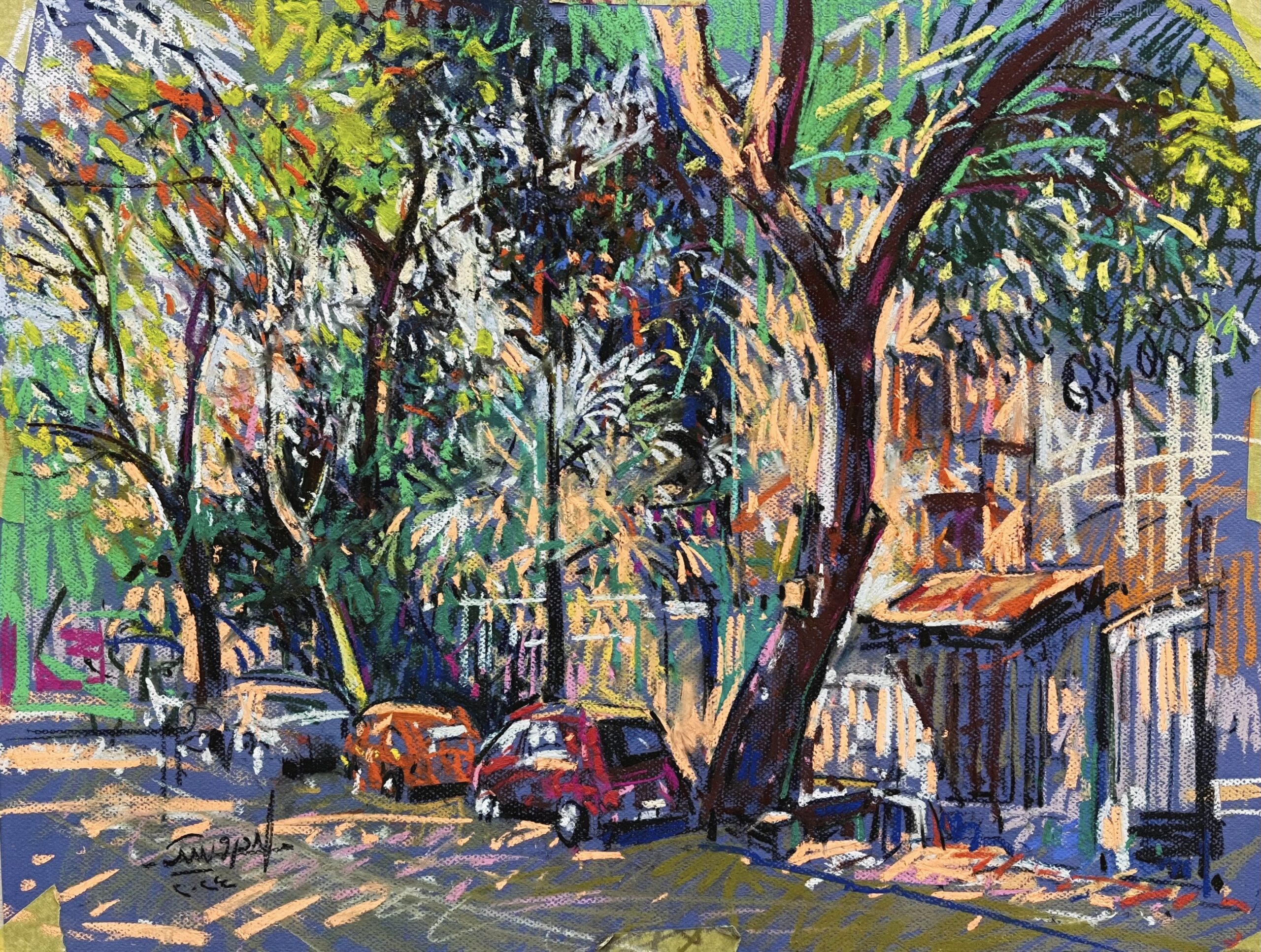 Landscape 21 – Tree-Lined Street with Parked Cars