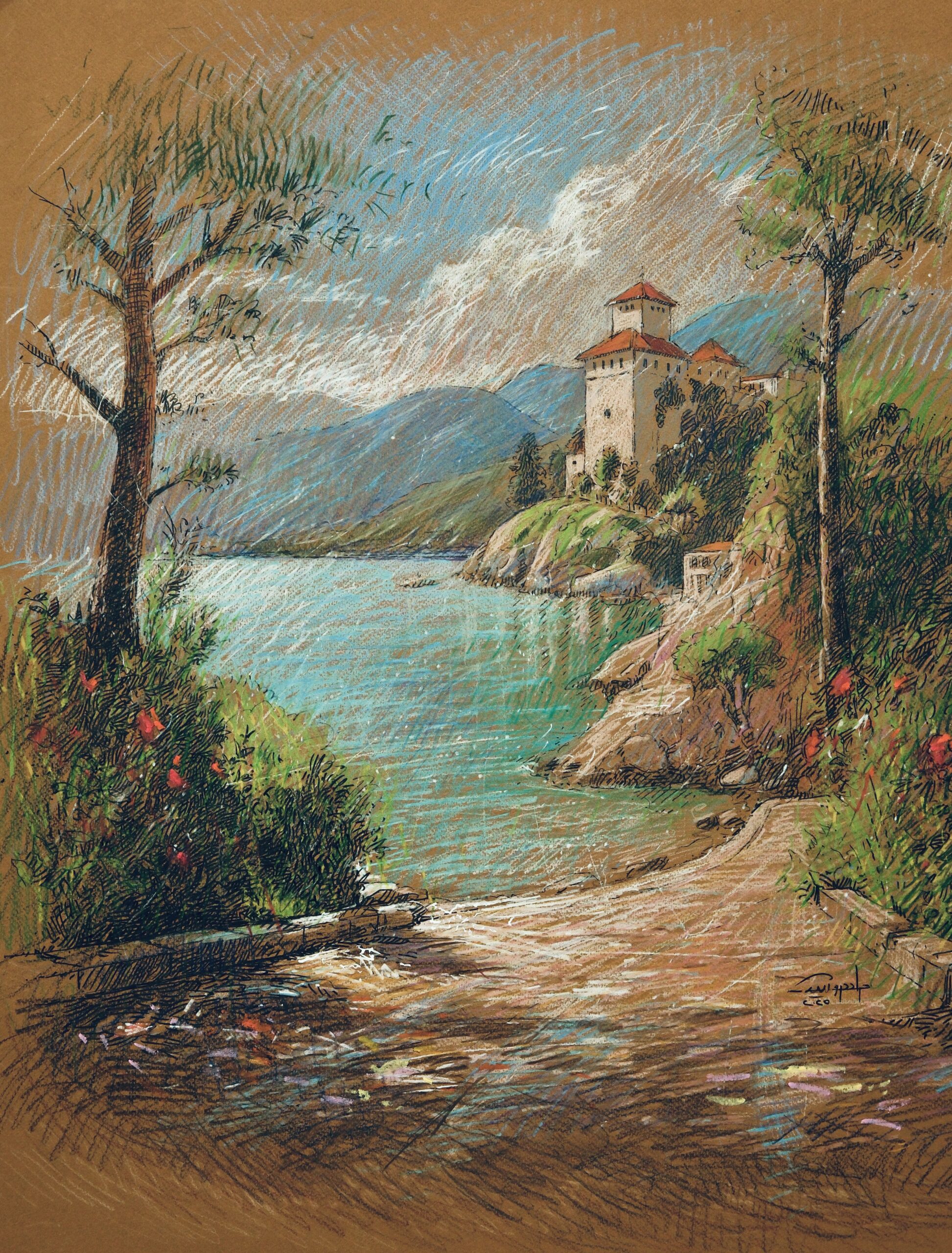 Landscape 4 – Lakeside with Mountains