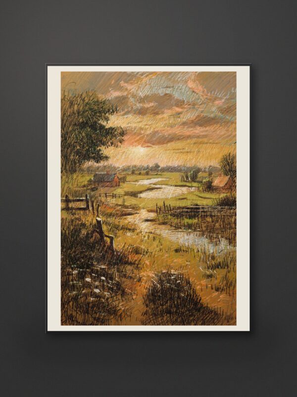 Landscape 5 – Rural Fields with Winding Stream