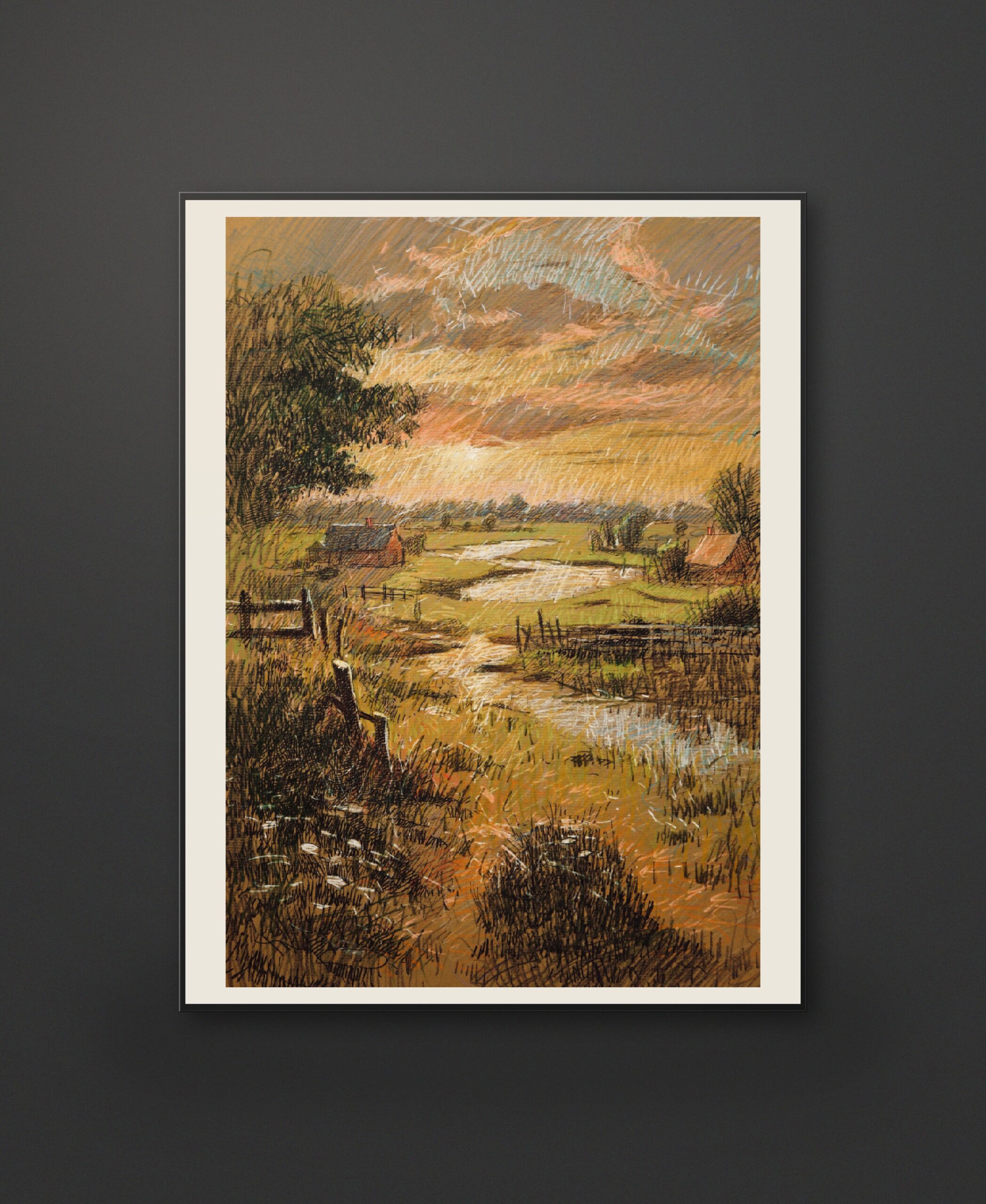 Landscape 5 – Rural Fields with Winding Stream