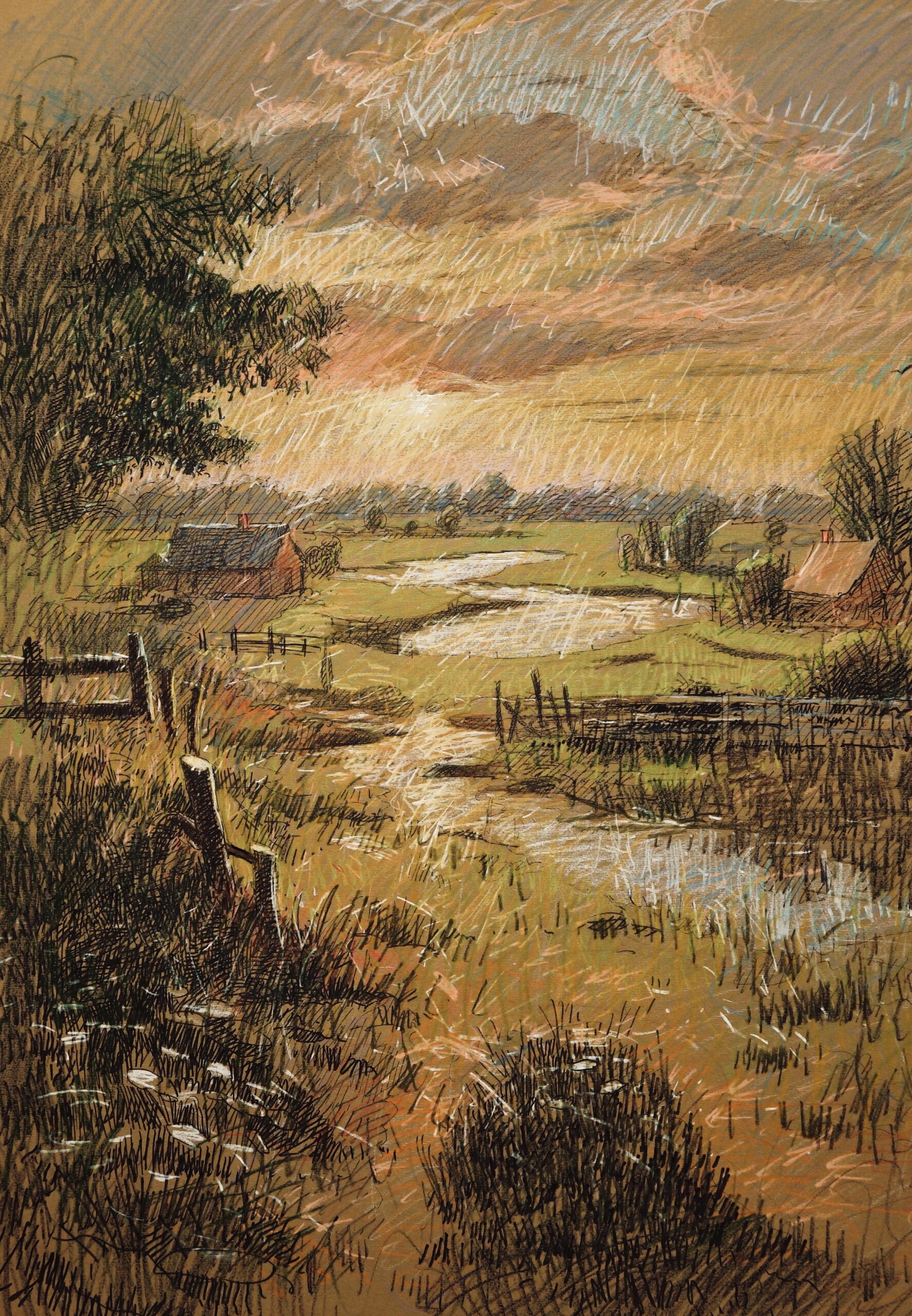 Landscape 5 – Rural Fields with Winding Stream