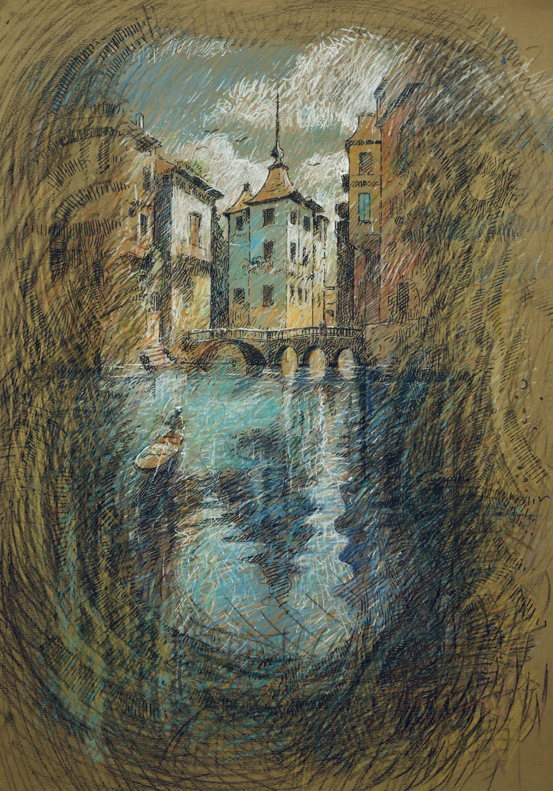 Landscape 6 – Canal Bridge with Rowboat