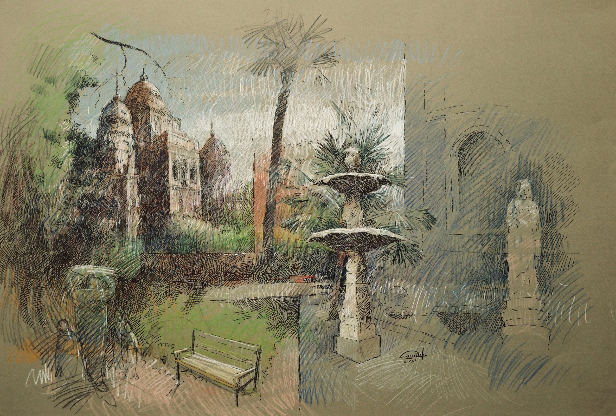 Landscape 7 – Garden Fountain and Architectural Study