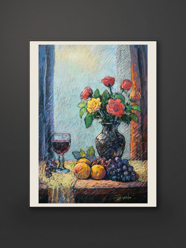 Still Life 2 – Roses, Grapes, and Wine