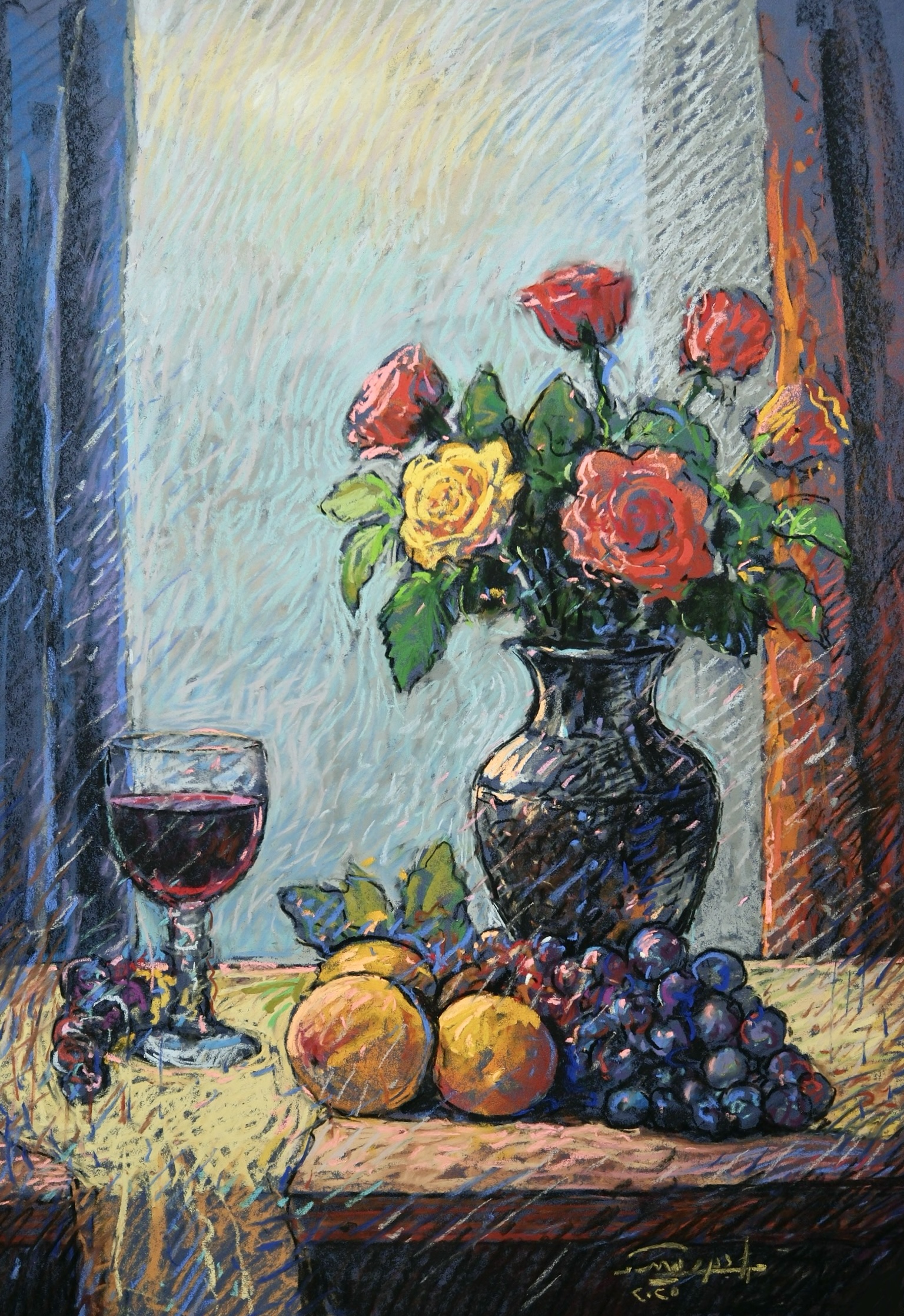 Still Life 2 – Roses, Grapes, and Wine