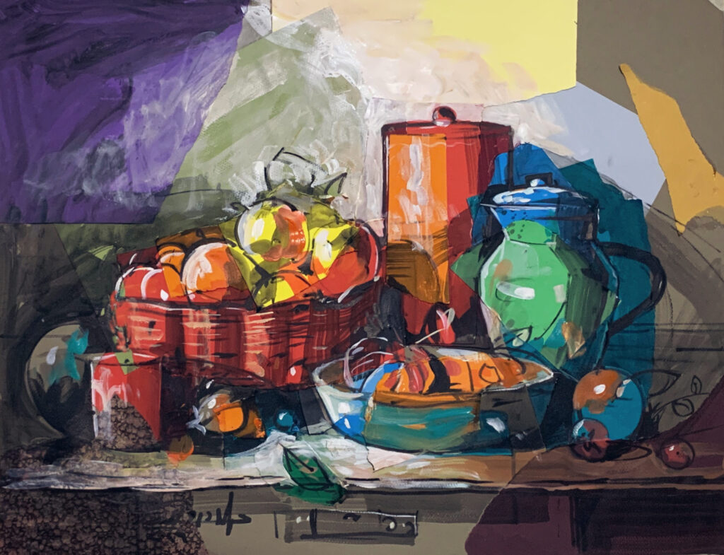 Still Life 6 – Basket and Green Pitcher with Fruit