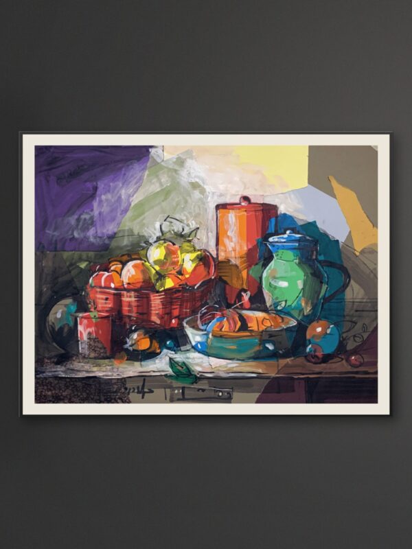 Still Life 6 – Basket and Green Pitcher with Fruit