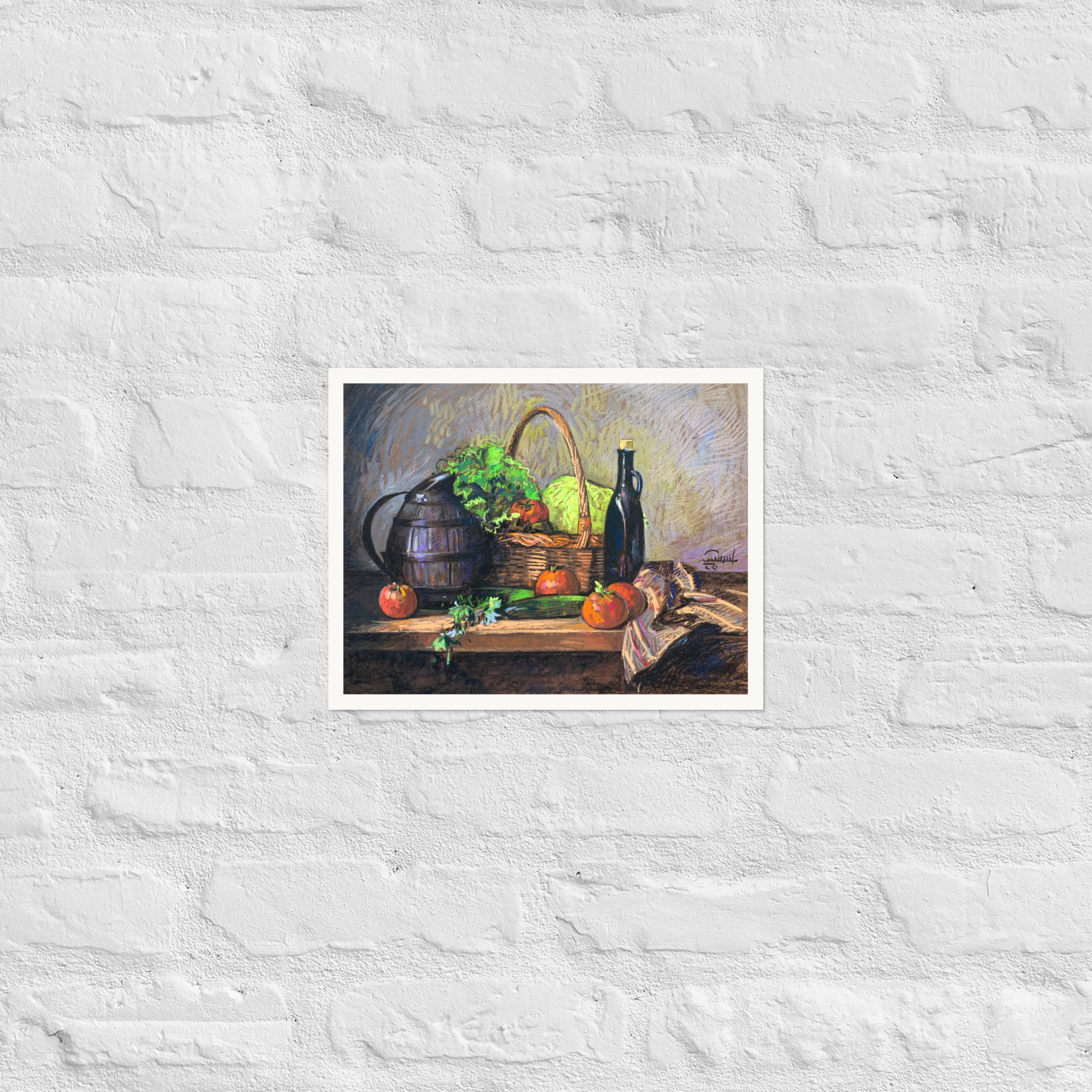 Still Life 4 – Basket of Vegetables with Bottle - Image 2