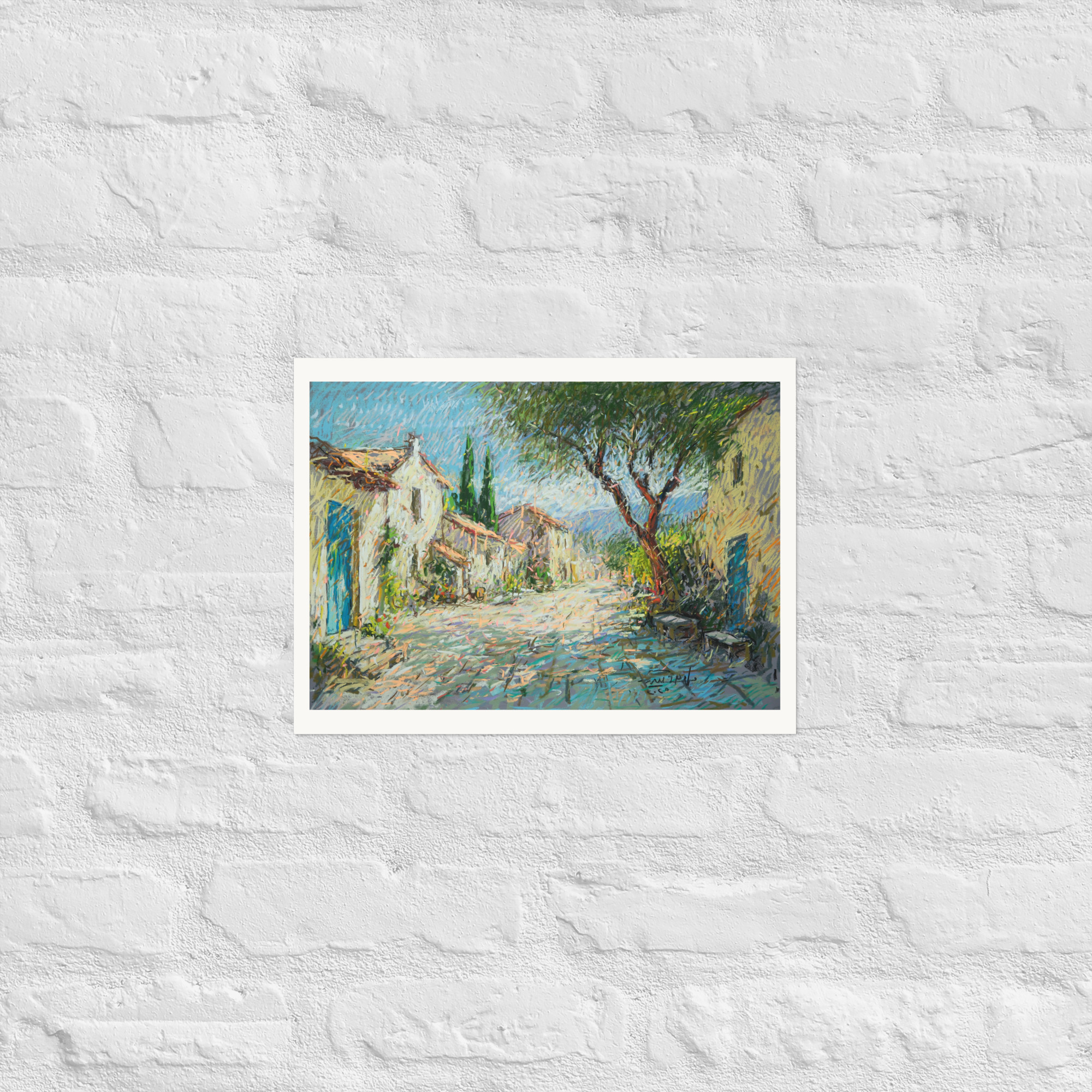 Landscape 2 – Sunlit Village Street with Cypress Trees - Image 3