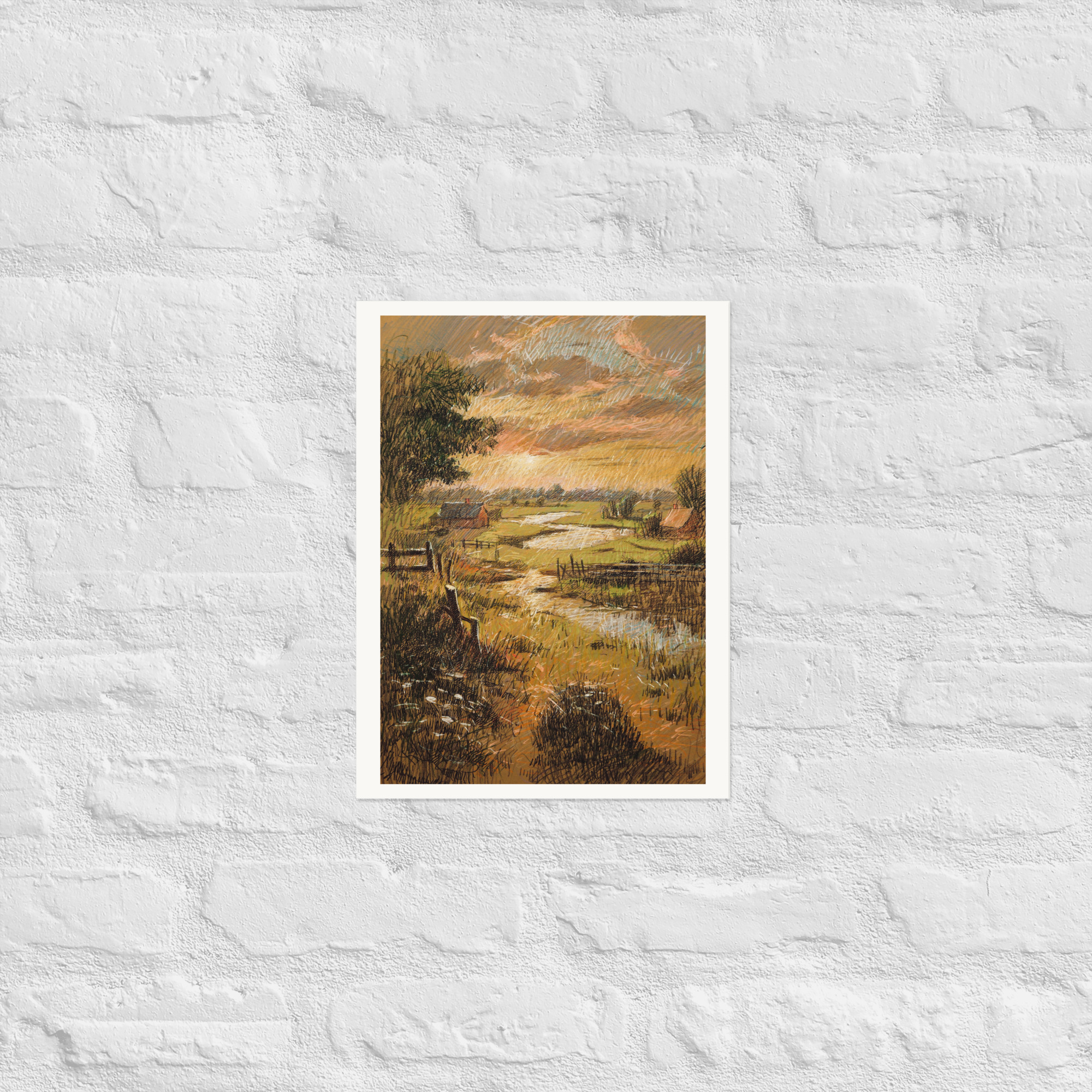 Landscape 5 – Rural Fields with Winding Stream - Image 3