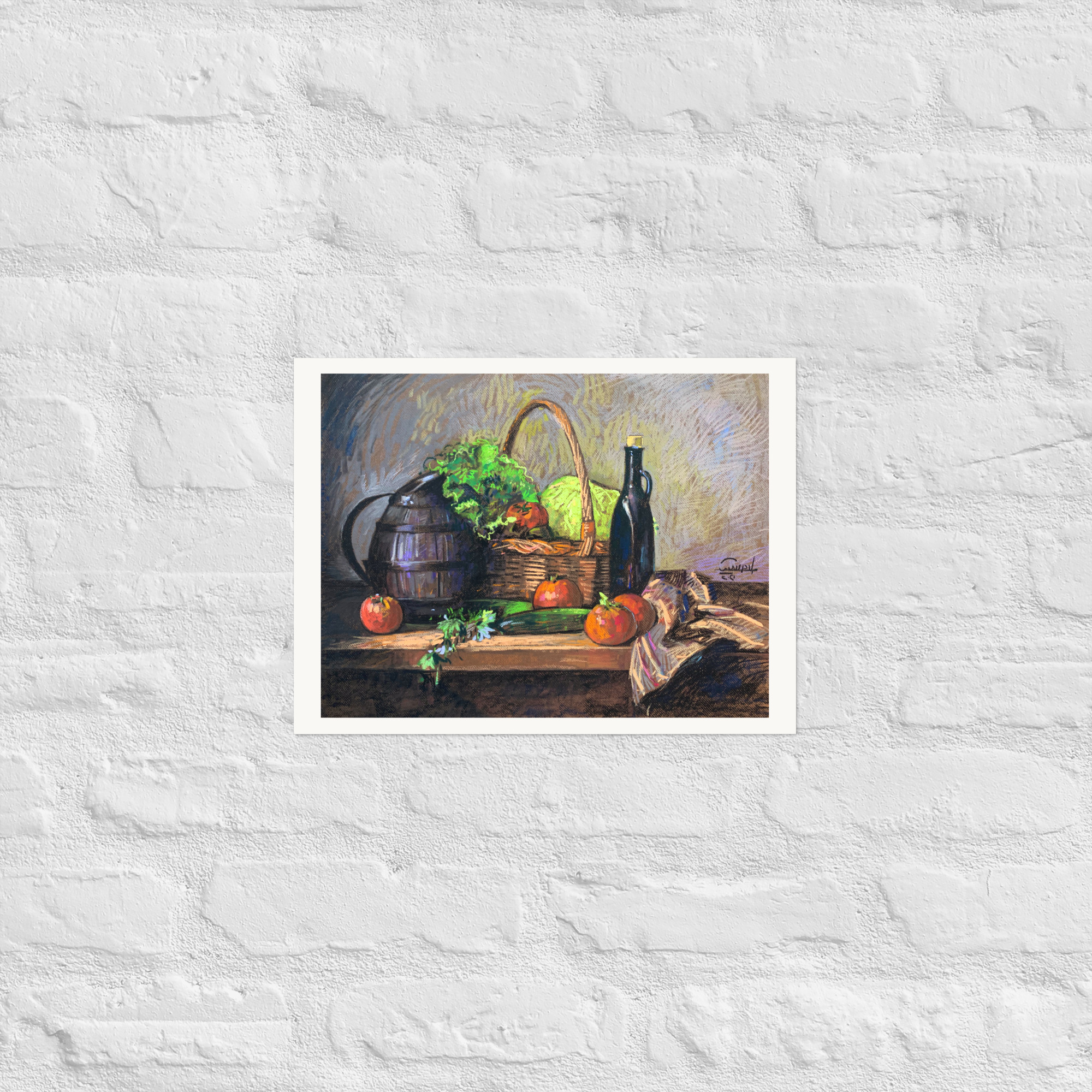 Still Life 4 – Basket of Vegetables with Bottle - Image 3