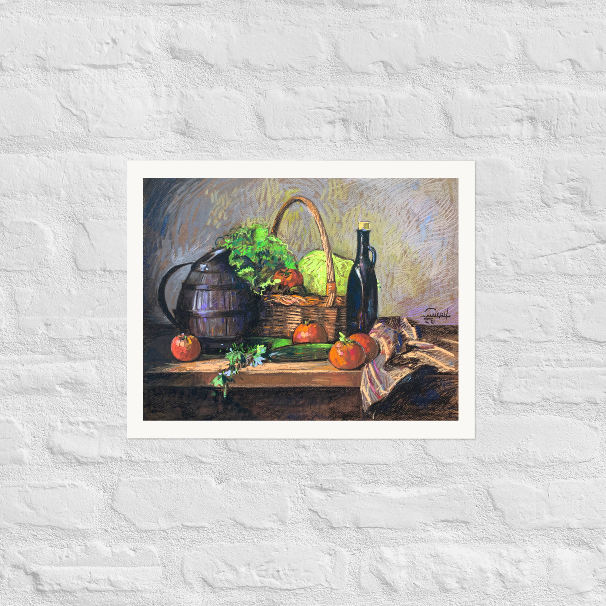 Still Life 4 – Basket of Vegetables with Bottle - Image 4