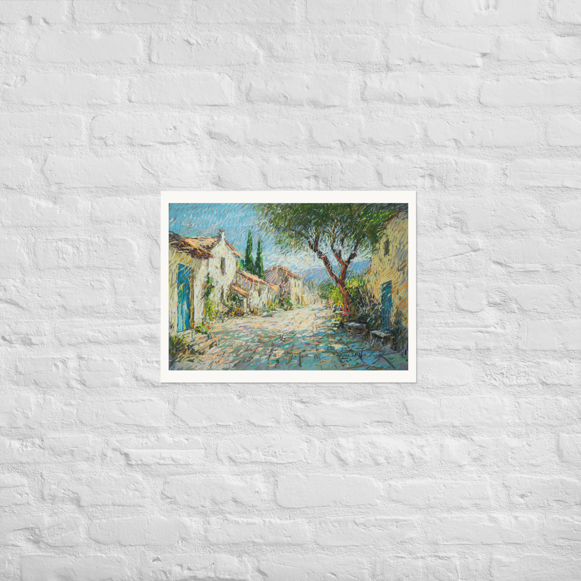 Landscape 2 – Sunlit Village Street with Cypress Trees - Image 5