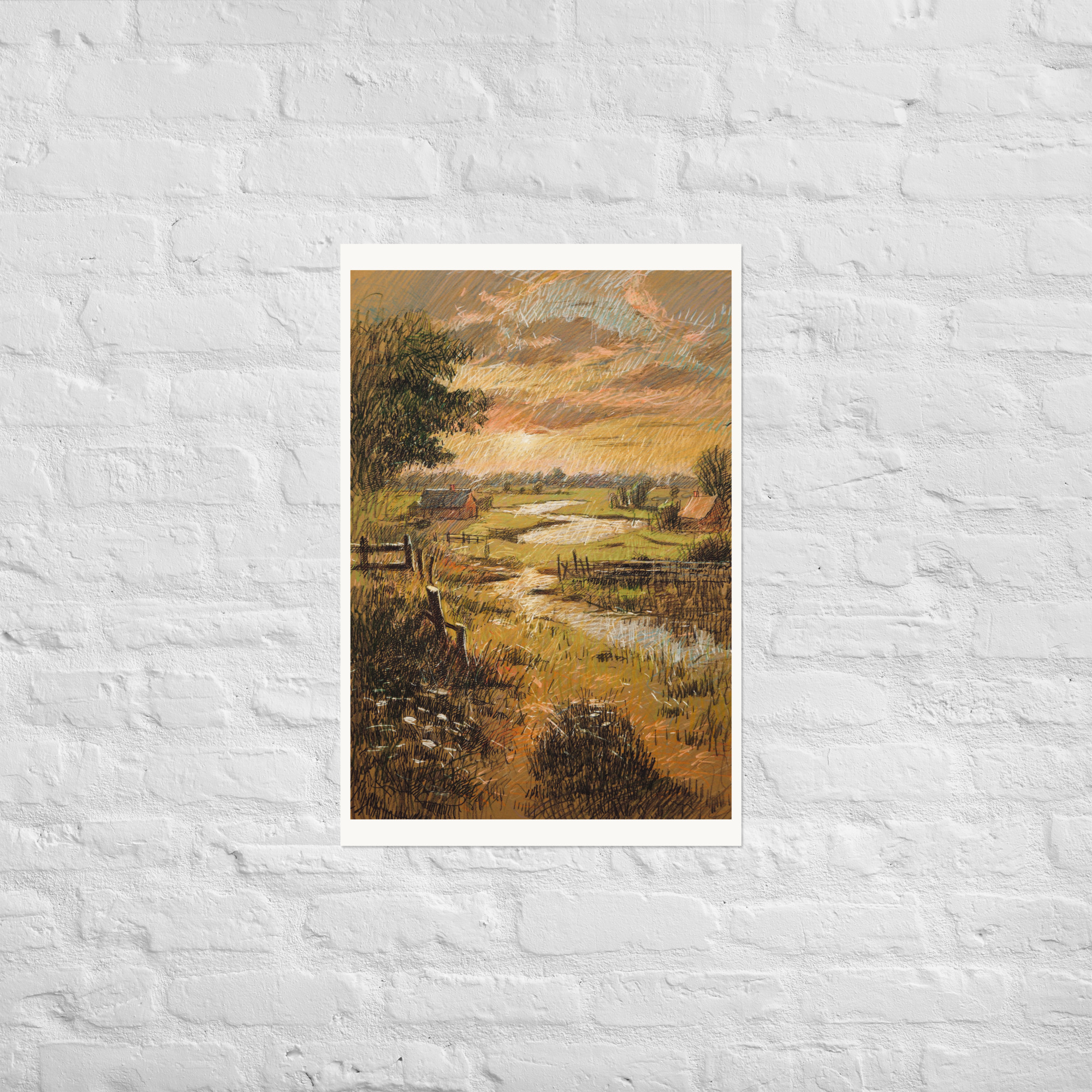 Landscape 5 – Rural Fields with Winding Stream - Image 6