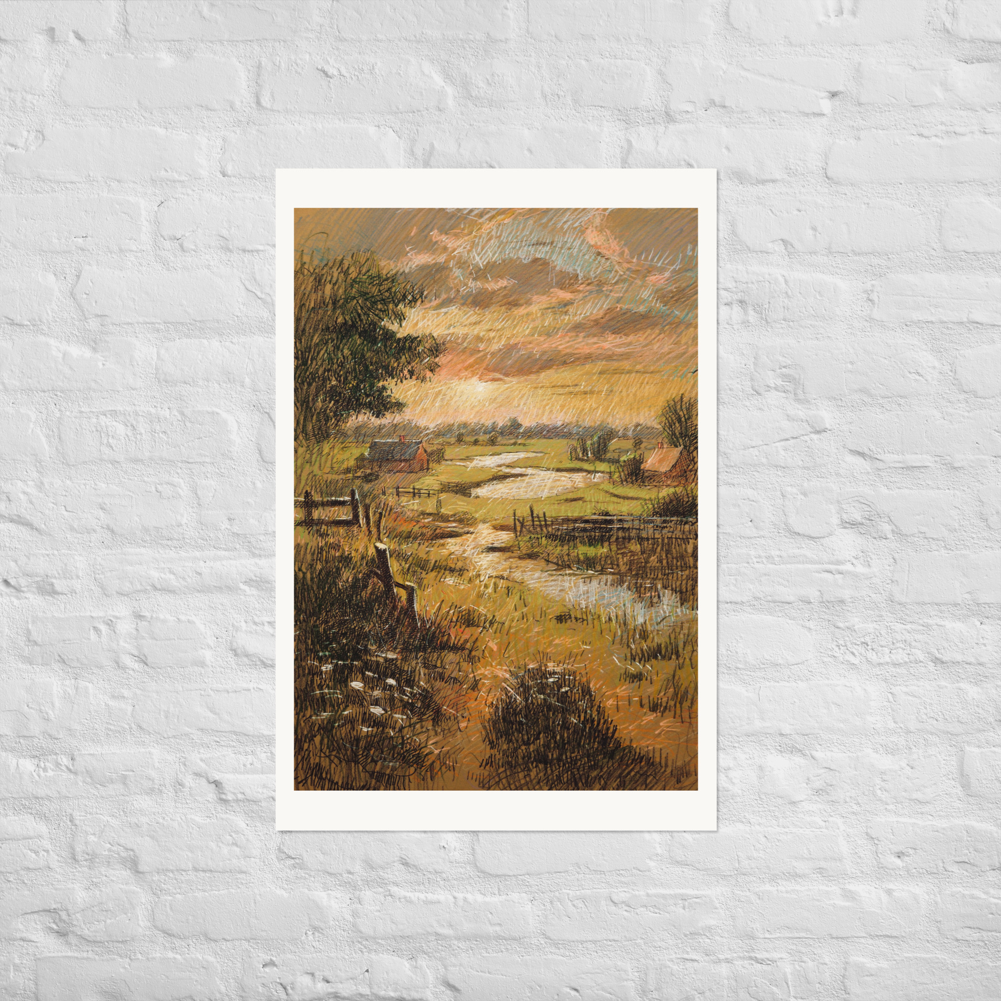Landscape 5 – Rural Fields with Winding Stream - Image 7