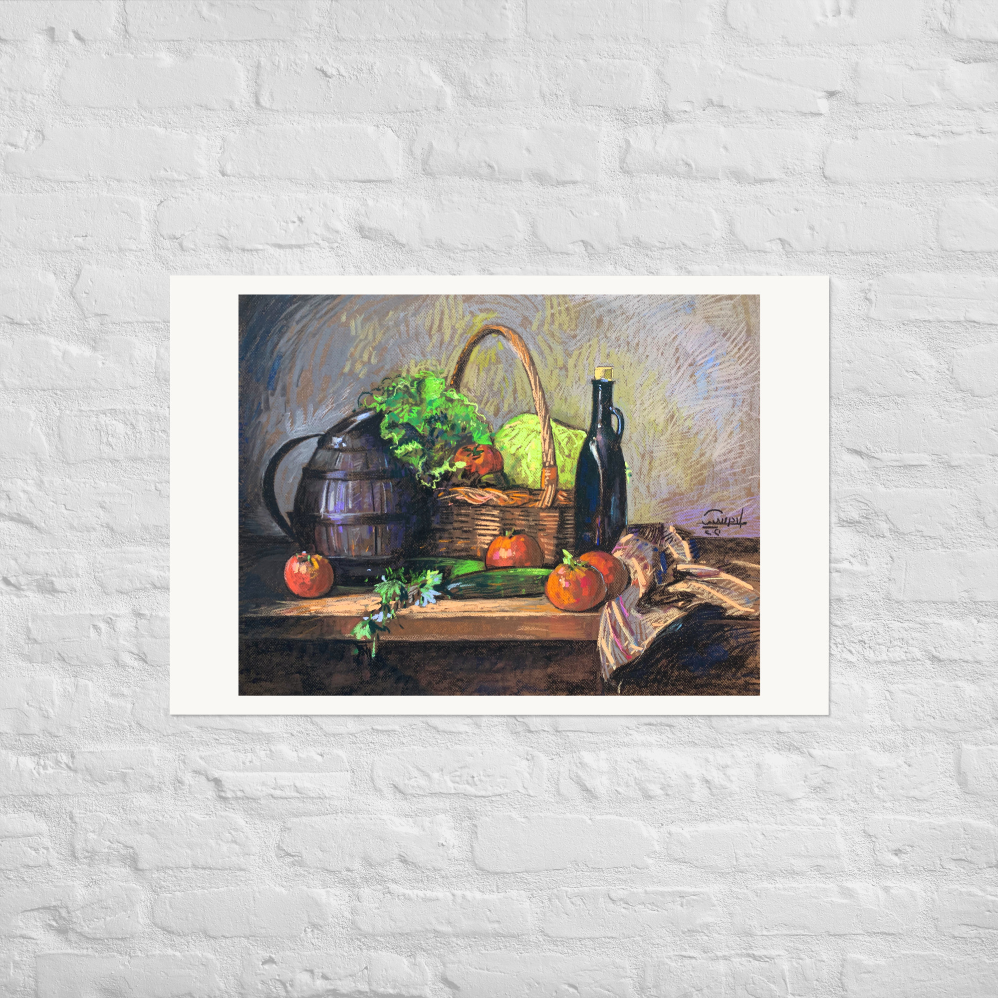 Still Life 4 – Basket of Vegetables with Bottle - Image 7