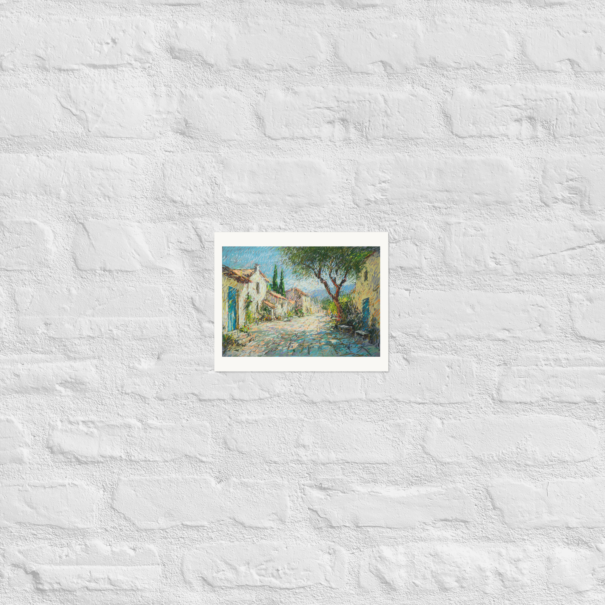Landscape 2 – Sunlit Village Street with Cypress Trees - Image 9